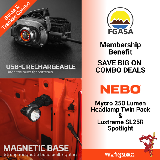 Mycro 250 LM Headlamp Twin Pack & Luxtreme SL25R Spotlight Combo - FGASA Membership Benefit