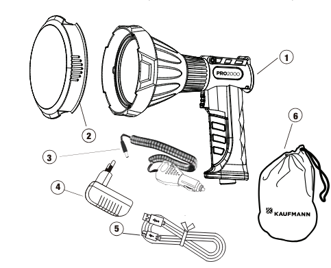 Kaufmann Rechargeable Spotlight PRO 2000LM