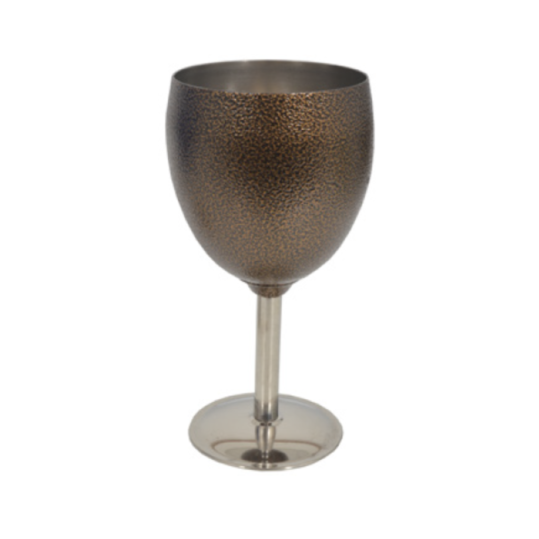 Stainless Steel Wine Goblet Hammertone 300ml Bronze