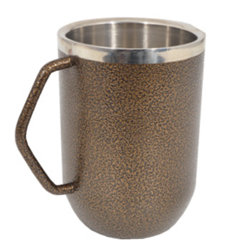 DOUBLE WALL COFFEE MUG STAINLESS STEEL BRONZE HAMMERTONE