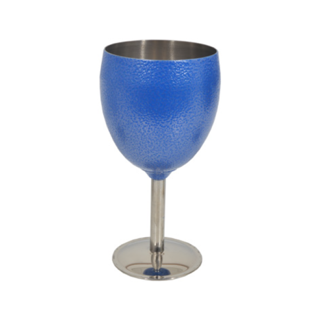 Stainless Steel Wine Goblet Hammertone 300ml Blue