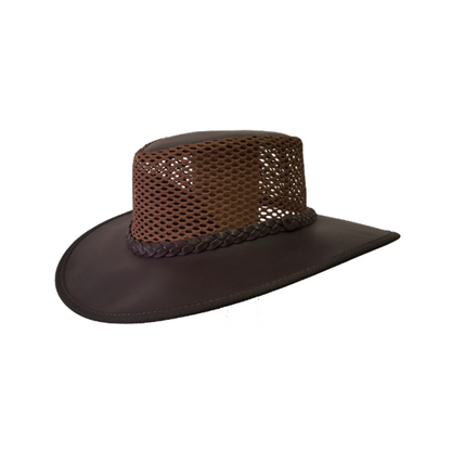 Leather Broad Brim Hats w/Mesh Insert