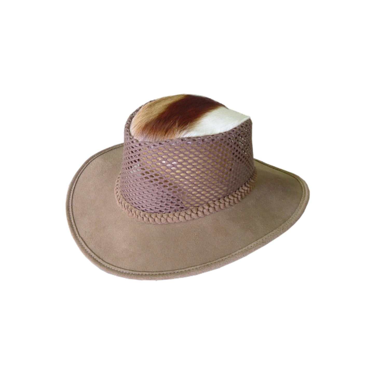 Suede Leather Broad Brim Hats w/Mesh Insert