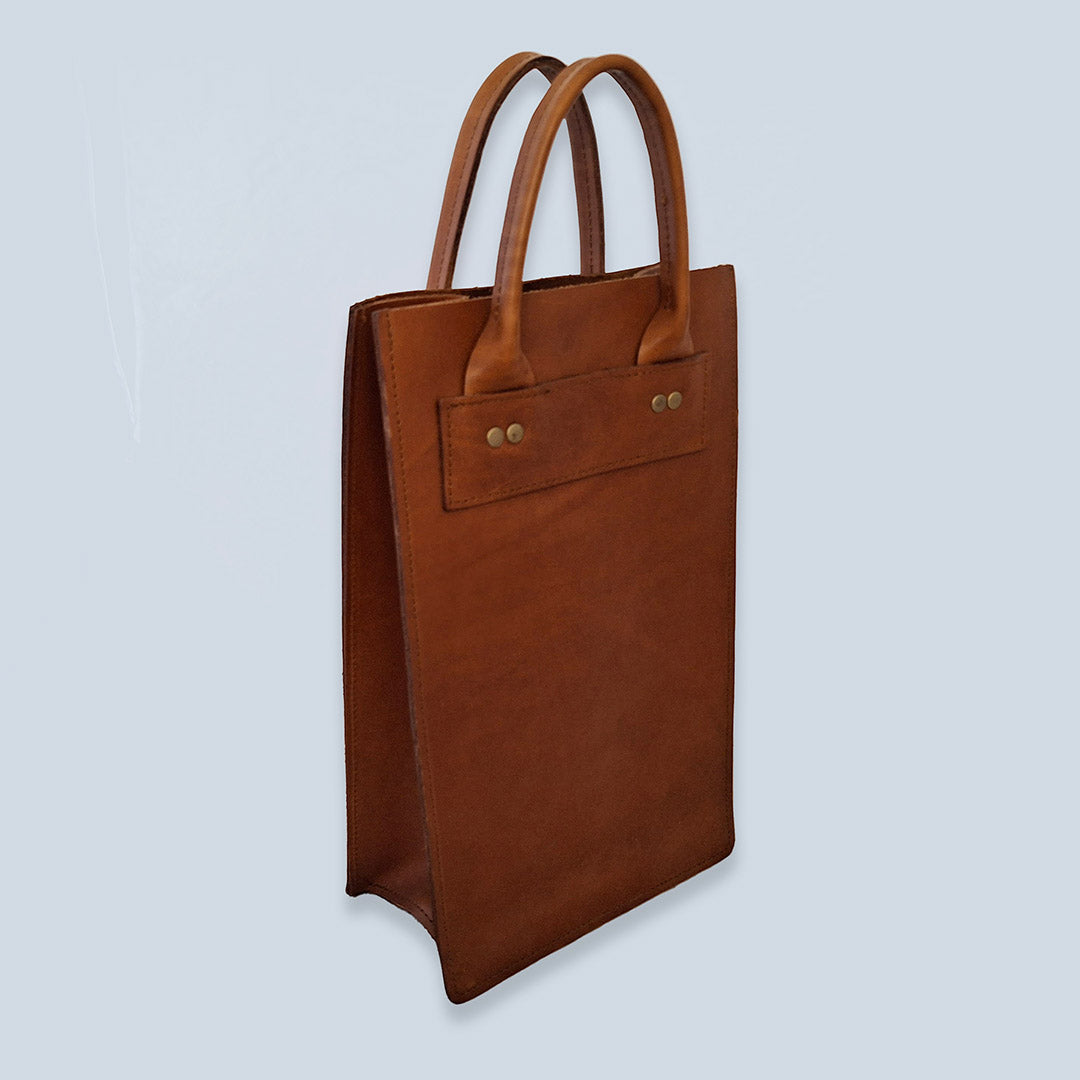 Leather Wine Bag Square - 2 Bottle