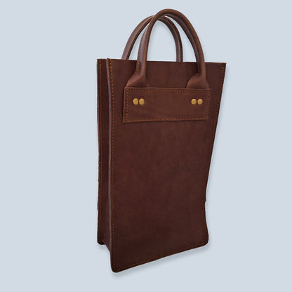 Leather Wine Bag Square - 2 Bottle